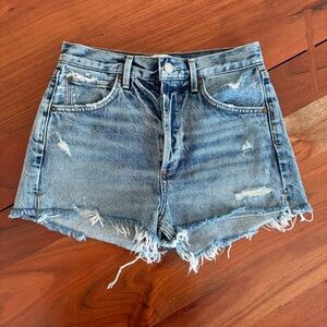 Agolde Blue Distressed Jean Shorts